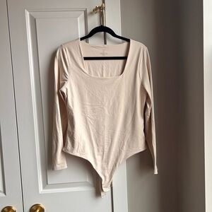 Nuuds Scoop Neck Cream Long Sleeve Bodysuit